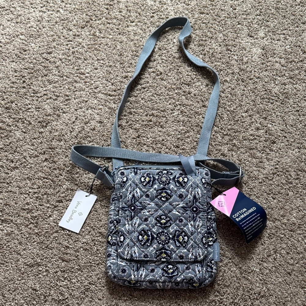Vera Bradley Quilted Crossbody Bag in Gray and Blue